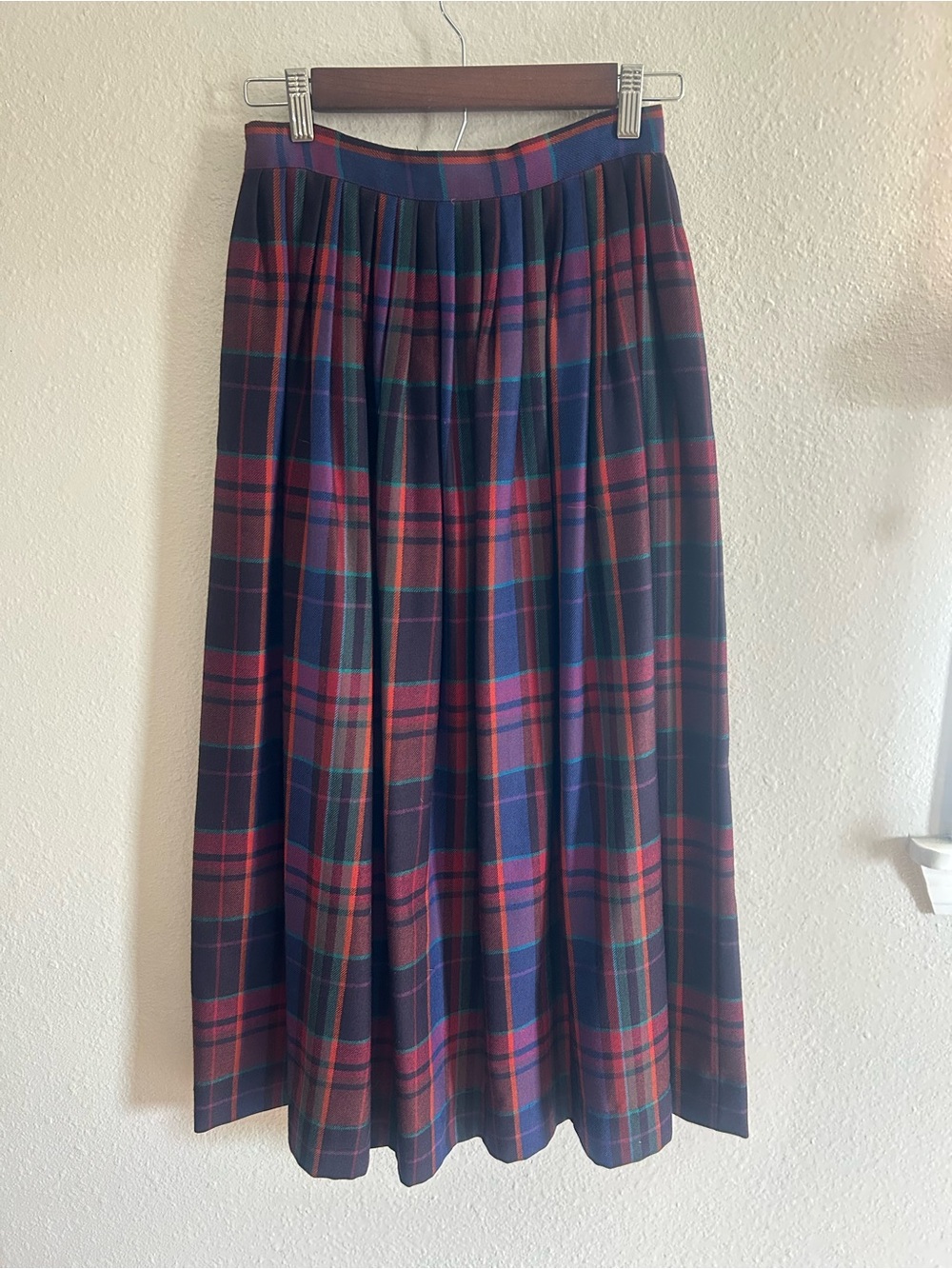 Vintage Ralph Lauren 100% Wool USA Made Pleated Plaid Midi Skirt Womens Size 6 - Picture 7 of 9